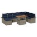 vidaXL Tuin Sofa Set 9 st grijs en marineblauw