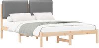 vidaXL Bedframe met Gevoerde Hoofdbord Lichtgrijs 140 x 200 cm