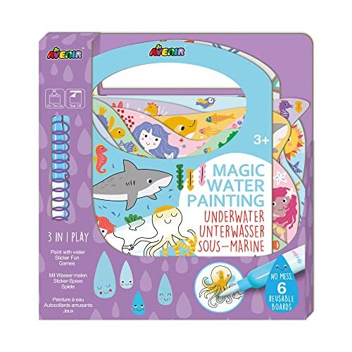Avenir Schilderspel onderwater, 3-in-1 creatieve set met spelletjes, stickers en kleurafbeeldingen, doe-het-zelf, voor kinderen vanaf 3 jaar