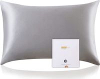 ZIMASILK 100% zijden kussensloop voor haar en huid, Dubbelzijdig 19 Momme Pure Moerbei Zijde Kussenhoes met Rits, 1 Stuk, Zilver-Grijs, 40x80 cm
