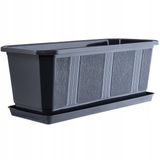 KADAX Plantenbak met onderzetter, rechthoekige bloempot van kunststof, voor binnen en buiten, voor balkon, terras en vensterbank (40 cm, antraciet)