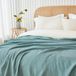 Mousseline Couverture 305 x 240 cm, 100% Coton, Bleu-Vert, Respirante