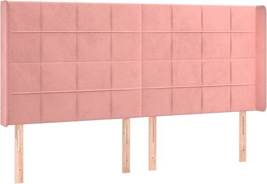vidaXL Hoofdbord met randen 183x16x118/128 cm fluweel roze