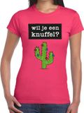 Bellatio Decorations Shoppartners Bv Wil je een Knuffel tekst t-shirt roze dames - dames shirt Wil je een Knuffel? XXL
