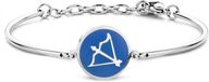 CO88 Collection Zodiac 8CB 90330 Stalen Armband met Hanger - Sterrenbeeld Boogschutter 15 mm - One-size - Zilverkleurig / Donkerblauw