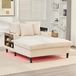 STILVORA Chaise Longue 129 x 170 cm - Met LED, USB, Opbergruimte En Bekerhouders - Voor Woonkamer En Lounge - Ribfluweel Beige