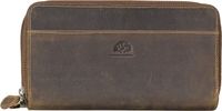 GREENBURRY Vintage portemonnee van leer met ritssluiting en RFID-bescherming, bruin