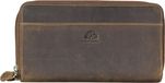 GREENBURRY Vintage portemonnee van leer met ritssluiting en RFID-bescherming, bruin