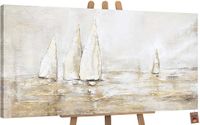 YS-Art Canvas schilderij groot handgeschilderd zonneglans zon abstract licht
