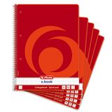 Herlitz collegeblokken - A4+ - ruit - 5 mm - 80 vel - rood - 5 stuks