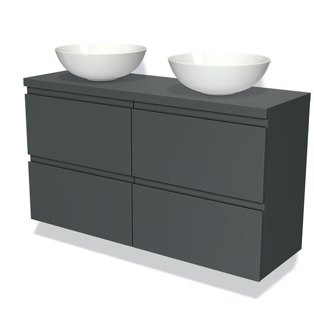 Maxaro Badkamermeubel Modulo Plato Slim 120cm Donkergrijs 4 Lades Greeploos