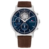 Tommy Hilfiger TH1710629 STEWART Heren Horloge - Staal/Leer - Bruin/Zilverkleurig - 44 mm