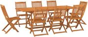 vidaXL 9-delige tuinset, 220x90x75 cm, massief acaciahout