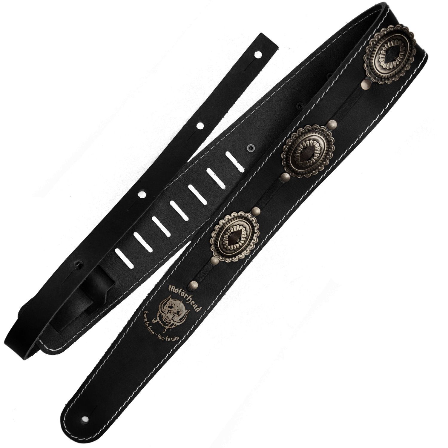 Richter 1565 Motörhead Concho Guitar Strap - Black / Old Silver