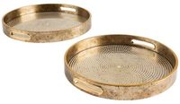 Atmosphera Dienblad/kaarsenplateau - set van 2x stuks - goud - polyurethaan - D31 en D35 cm - rond