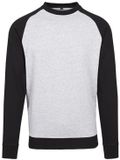 Build Your Brand - Raglan Crewneck Sweater - Heather Grey/Black maat S