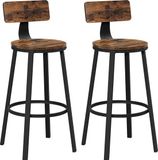 VASAGLE barkruk, set van 2, barstoelen, keukenstoelen met stevig metalen frame, zithoogte 73 cm, eenvoudige montage, industrieel design, vintage bruin-zwart