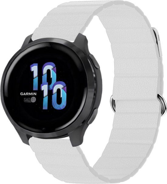 iMoshion Magnetisch lederen 22 mm bandje - Wit - Geschikt voor Garmin, Samsung, Polar, Xiaomi, Huawei, Fossil - One size