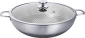 Royal Swiss® Wokpan 40 cm – Tri-Ply Inox – Avec couvercle – Sans PFAS – Induction – Grande wokpan avec 2 poignées