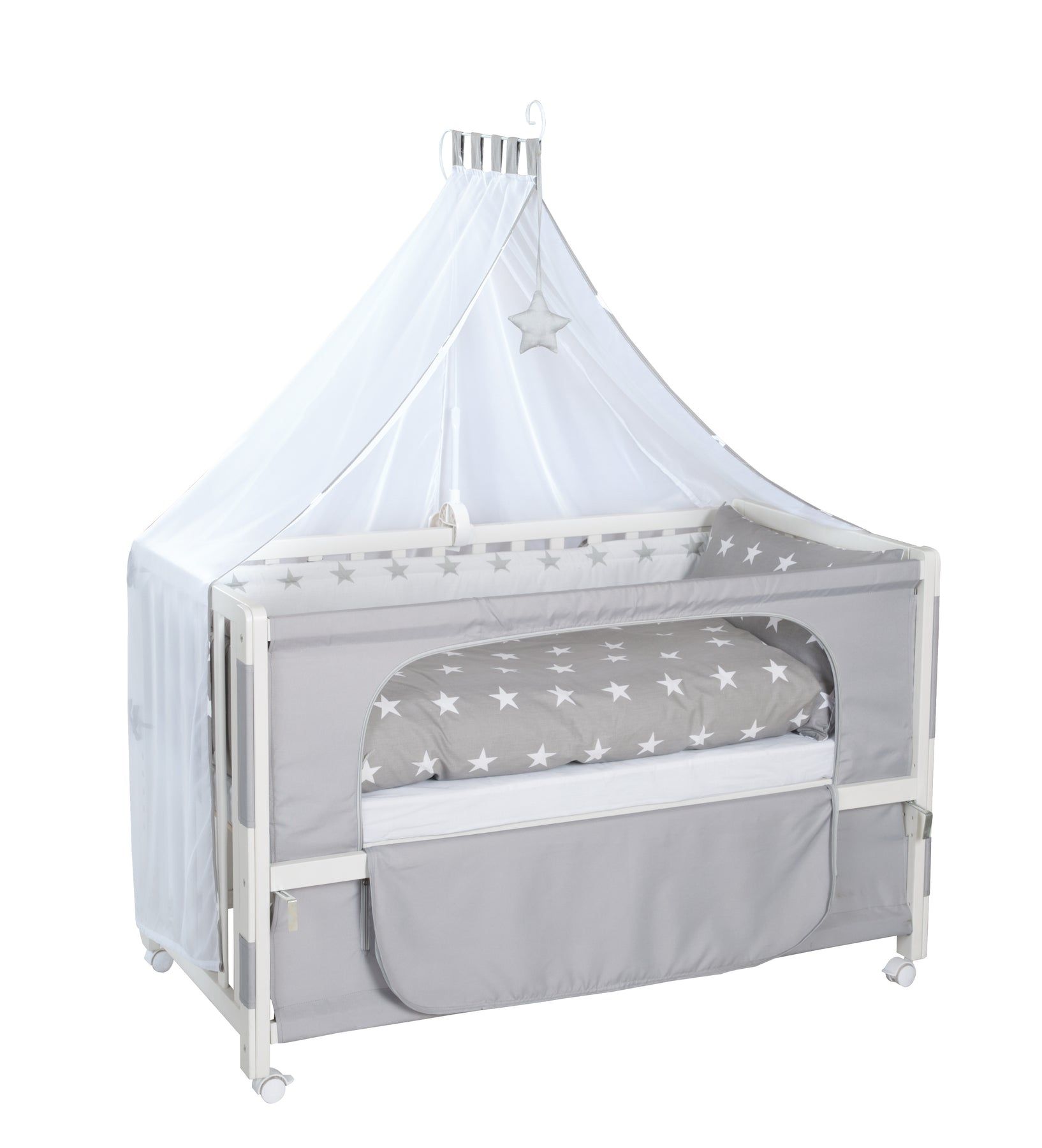 Roba Co-sleeper Little Stars Junior 60 x 120 cm - Wit/Grijs