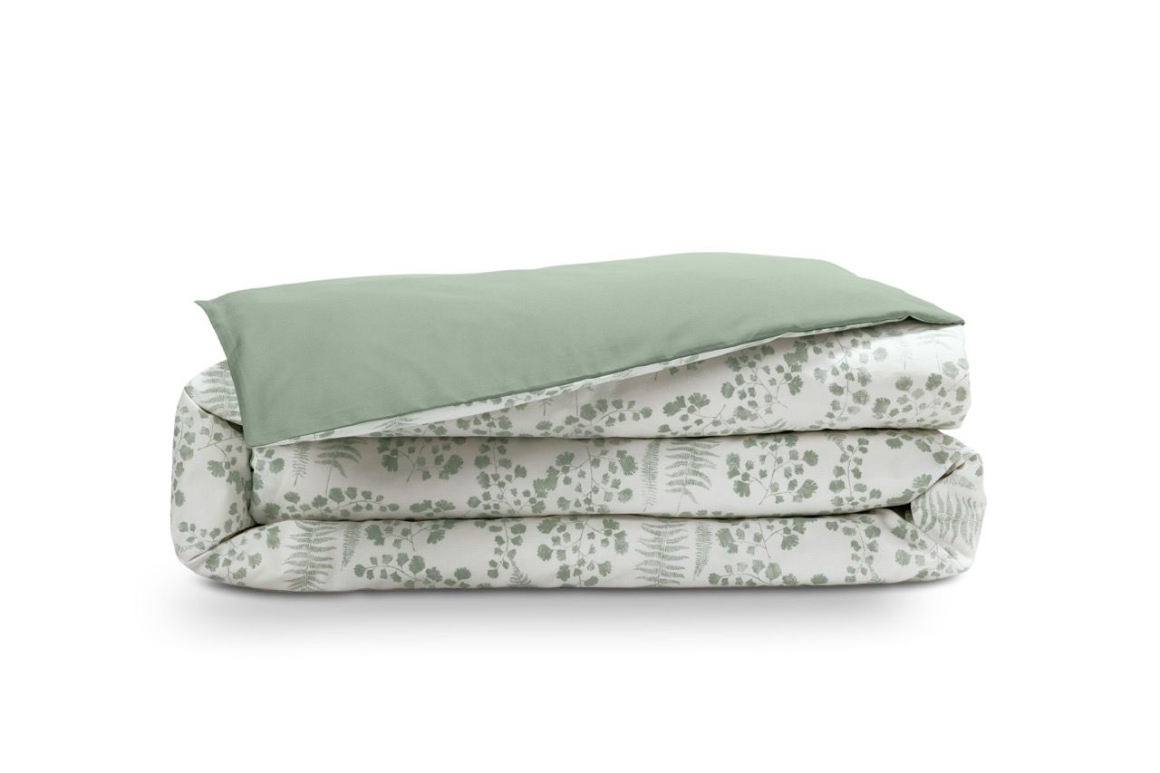 Emma Percal Dekbedovertrek 240x220 cm Groen Eucalyptus & Beige
