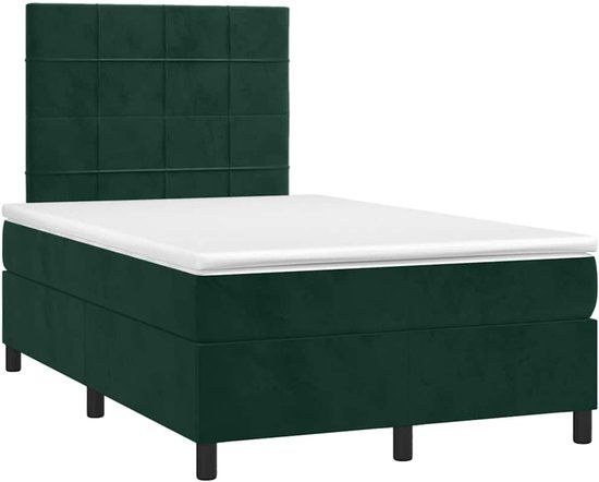 vidaXL Boxspring met matras fluweel donkergroen 120x190 cm