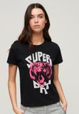 Superdry Lo-fi Rock T-shirt met grafische print Dames T-shirts Jet Black UK14-EU42