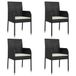 vidaXL Tuinstoelen met kussens, 4 stuks, polyrotan, staal, zwart, crème, wit