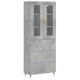 vidaXL Hoge kast, betonkleur, 69,5 x 34 x 180 cm, houtvezelplaat