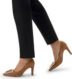 Manfield - Dames - Beige suède pumps - Maat 40