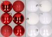 Merkloos / Sans marque Billiet - Vanlaere 12x stuks kunststof kerstballen mix van rood en wit 8 cm