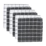 DII 100% katoen, machinewasbaar, ultra absorberend, basic dagelijks 12 x 12 badstof keukendoeken, vensterpane-ontwerp, set van 6 - grijs