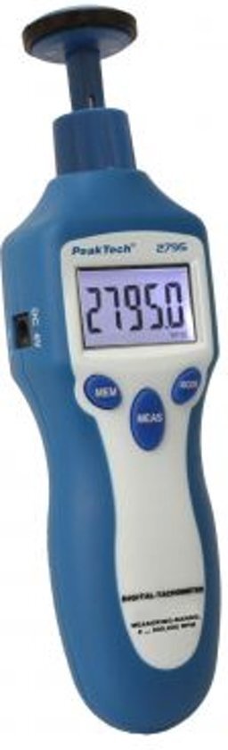 Peaktech P2795: Digitale tachometer Meet RPM met contact en contactloos