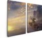 Artaza Canvas Schilderij Tweeluik Draak op een Rots bij Zonsondergang - 80x60 - Canvas Print