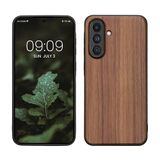 kwmobile telefoonhoesje geschikt voor Samsung Galaxy A56 5G - Hoesje met bumper in donkerbruin - Backcover - hout