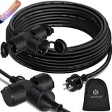 KESSER® Verlengkabel 15 meter met 3x stekkerdoos voor binnen en buiten IP44