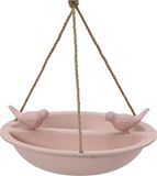 Decoris Vogelbad/drinkschaal - bamboe hout - lichtroze - D27 cm - voederbak