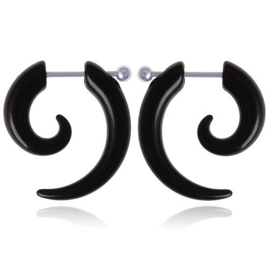 LGT JWLS Lookinggoodtoday Stud oorbellen Tribal Bone Zwart-18mm