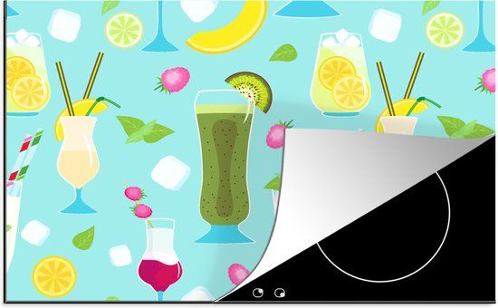 KitchenYeah® Inductie beschermer 77x51 cm - Cocktail - Zomer - Fruit - Patroon - Inductie kookplaat accessoire