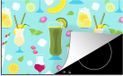 Merkloos KitchenYeah® Inductie beschermer 77x51 cm - Cocktail - Zomer - Fruit - Patroon - Inductie kookplaat accessoire