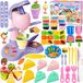46 pièces ensemble de pâte à modeler pour enfants, créations de cuisine, machine à glace, accessoires de pâte à modeler avec accessoires et 12 pots de pâte à modeler