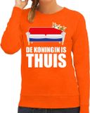Bellatio Decorations Shoppartners Bv Koningsdag sweater / trui de Koningin is thuis oranje voor dames - Woningsdag thuisblijvers / Kingsday thuis vieren XL