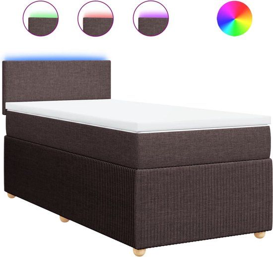 vidaXL Boxspring met matras stof donkerbruin 80x200 cm