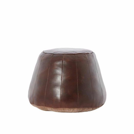 Light & Living Poef Dovio - Bruin - Leer - Ø56x42cm - Bohemian