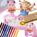 Pingyang Rongrong Table de jeu éducative avec projecteur - Rose - Fonction musicale