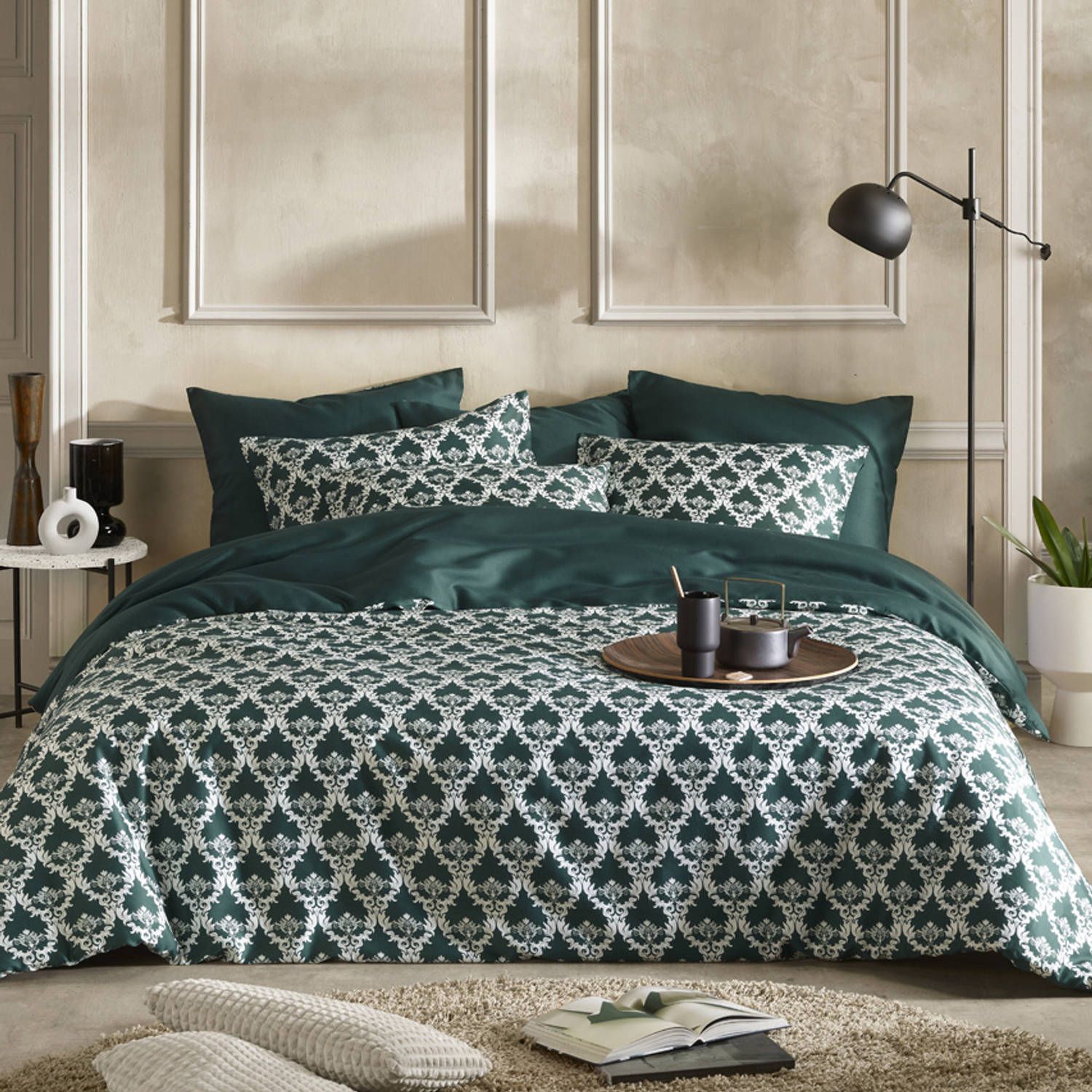De Witte Lietaer Dekbedovertrek Rococo - Lits Jumeaux - 240x220 cm - Groen