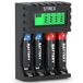 Strex Chargeur de batterie - Piles AA/AAA - Rechargeable par USB - Écran LCD