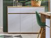 ARKEA Commode 3 portes 3 tiroirs blanc/chêne wotan