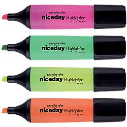 niceday HC1-5 Tekstmarkers - 4 Stuks - Geel, Groen, Oranje, Roze