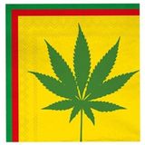 Merkloos Servetten Wietplant - 20x stuks - 33 cm - reggae hippie thema - wegwerpservetten